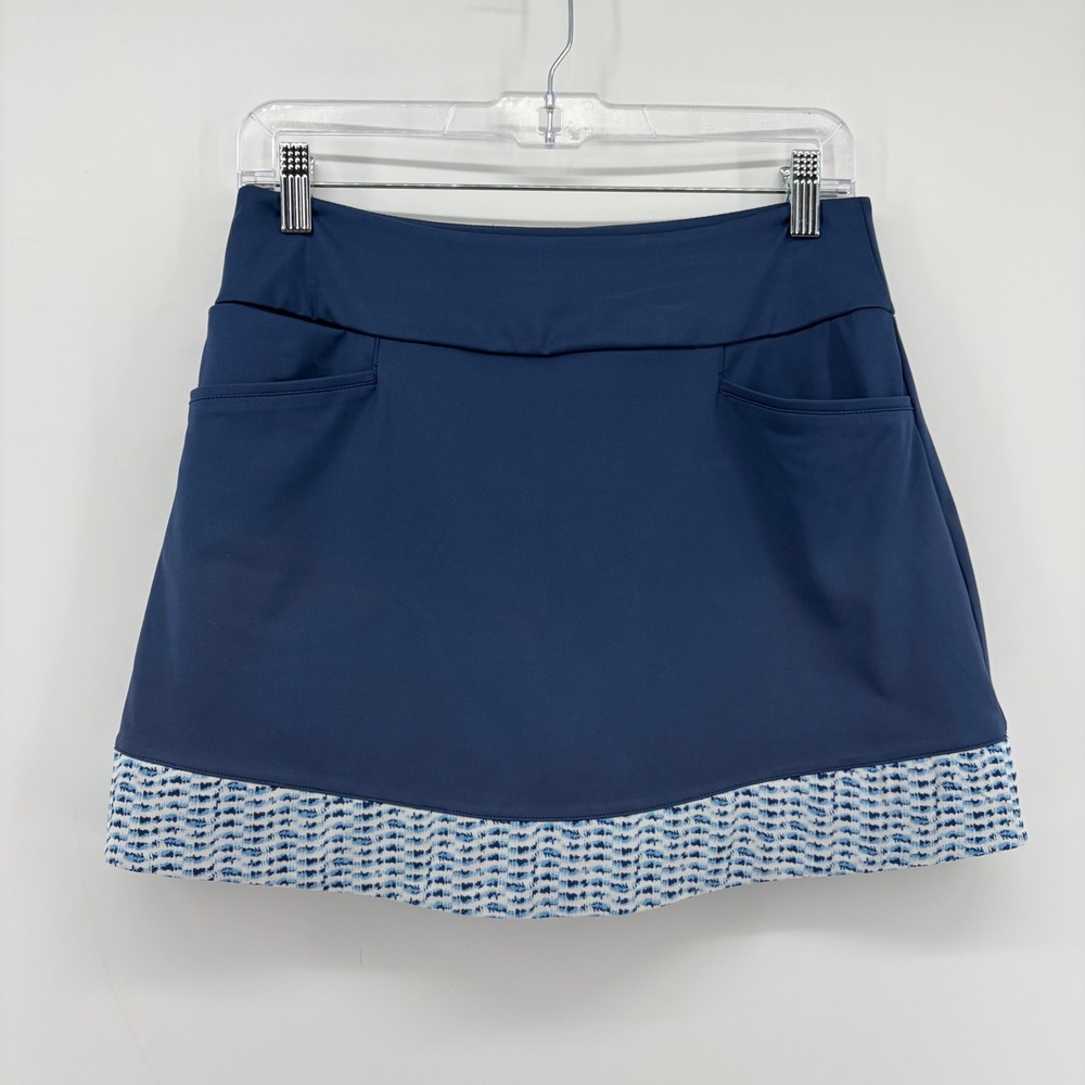 Adidas Womens Small Navy Blue Golf Skort Patterned Hem Athletic Skirt